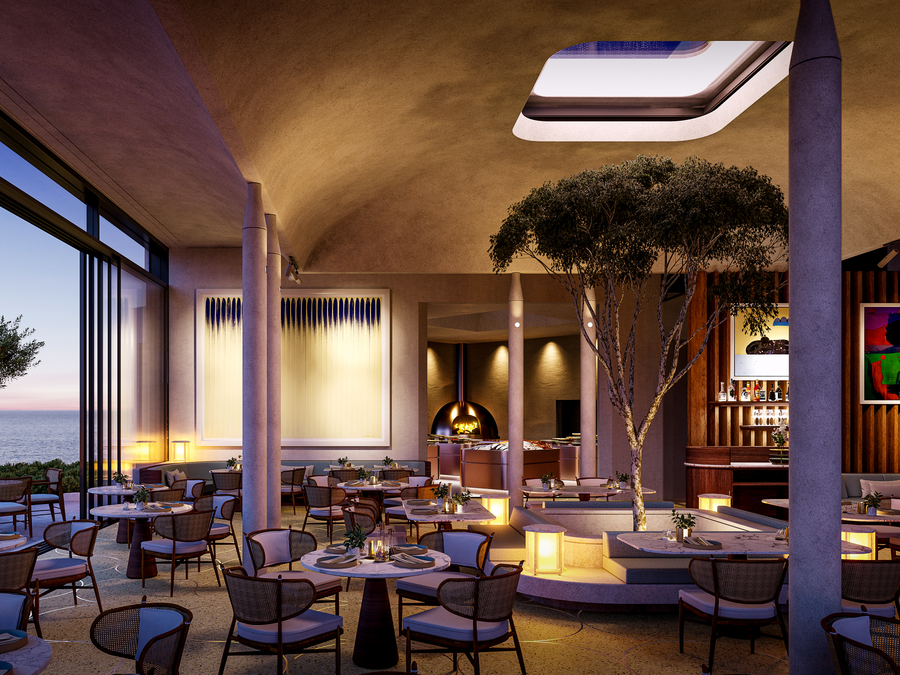 Atria Restaurant with sea views at One&Only Kea Island in Greece