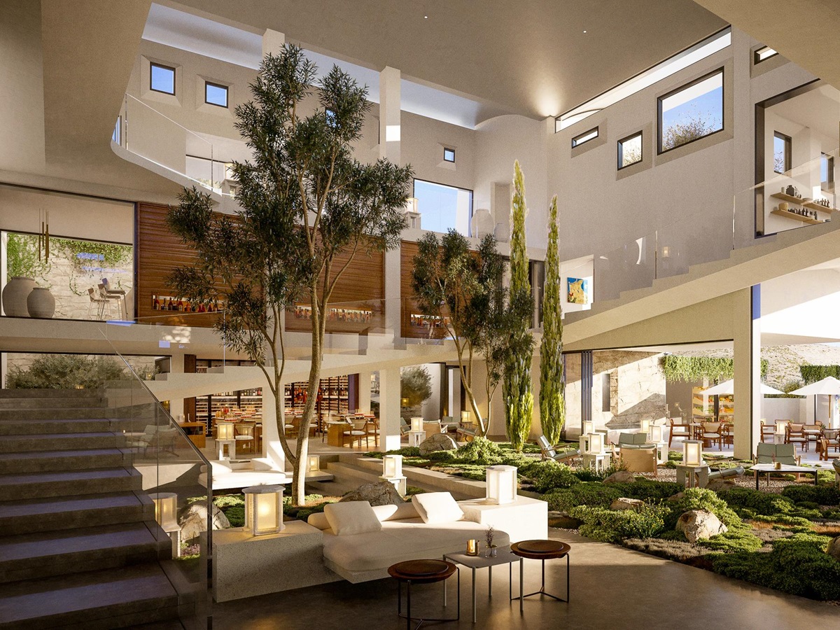 Atrium shared area at One&Only Kea Island in Greece