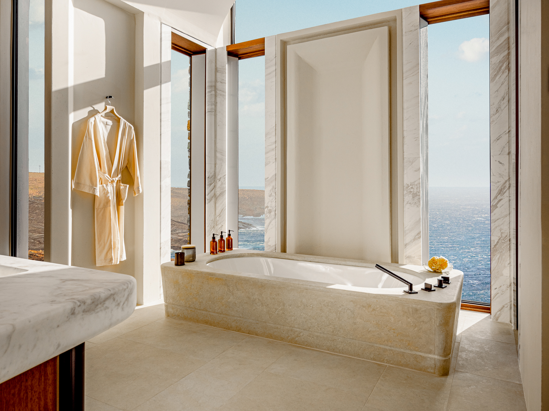 Guest suite bathroom at One&Only Kea Island in Greece
