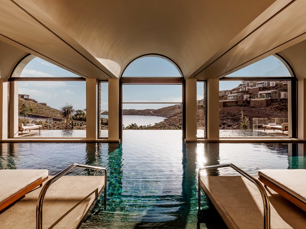 Wellness spa swimming pool at One&Only Kea Island in Greece