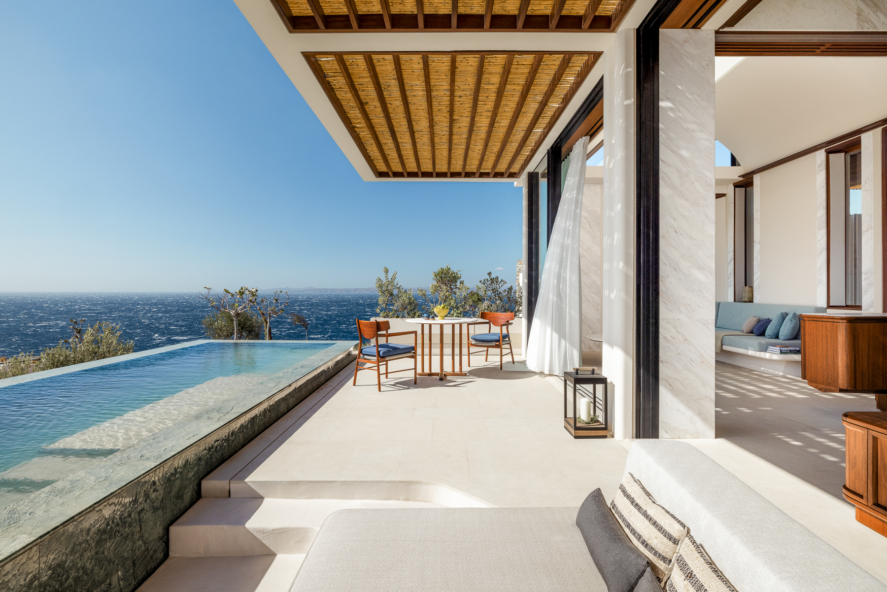 Guest suite terrace at One&Only Kea Island in Greece