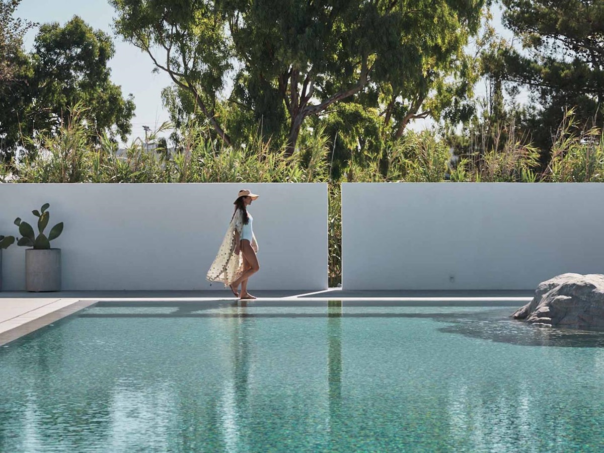 The swimming pool at Parilio Hotel Paros