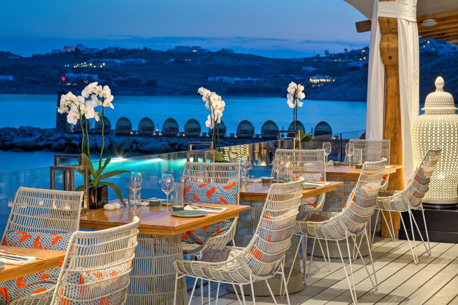 Evening at the Buddha Bar at the Santa Marina Resort and Villas in Mykonos Greece