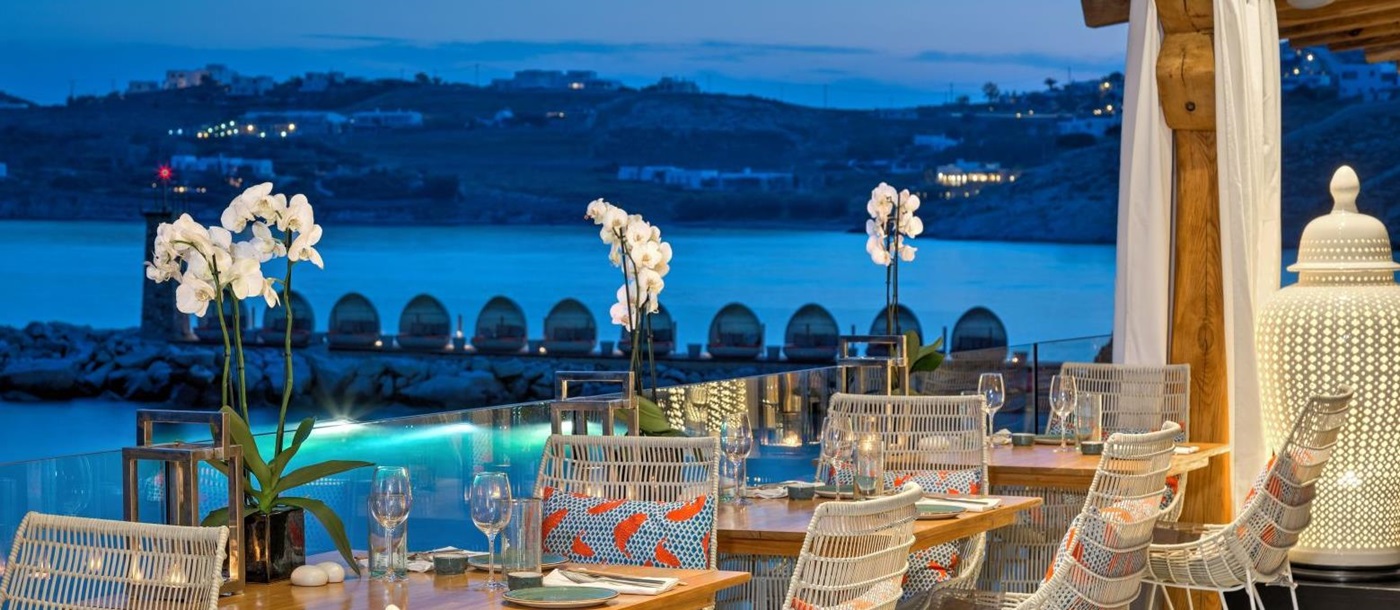 Evening at the Buddha Bar at the Santa Marina Resort and Villas in Mykonos Greece