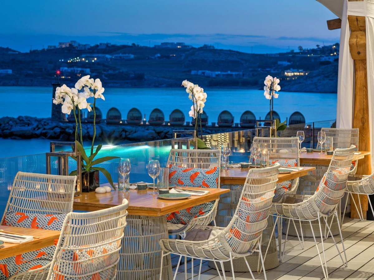 Evening at the Buddha Bar at the Santa Marina Resort and Villas in Mykonos Greece