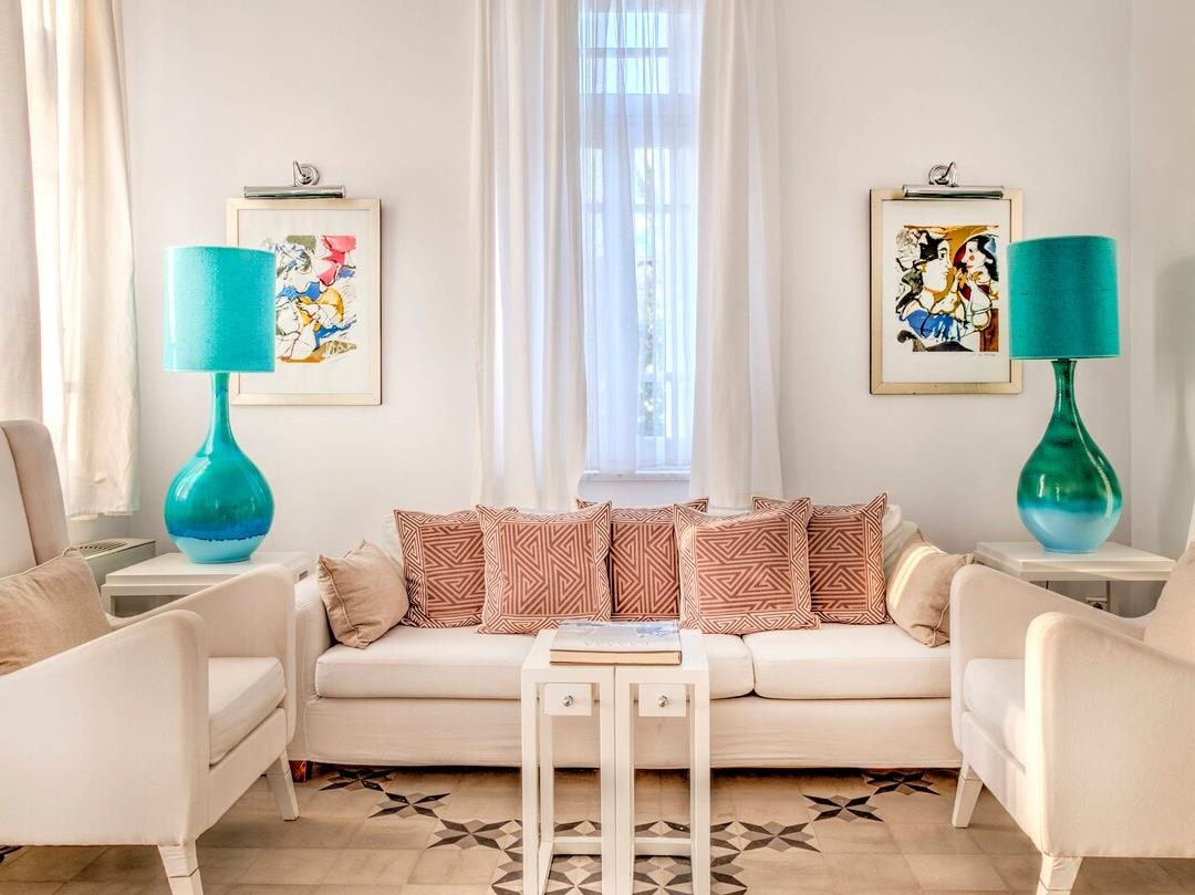 Suite living space at Vedema Santorini Greece
