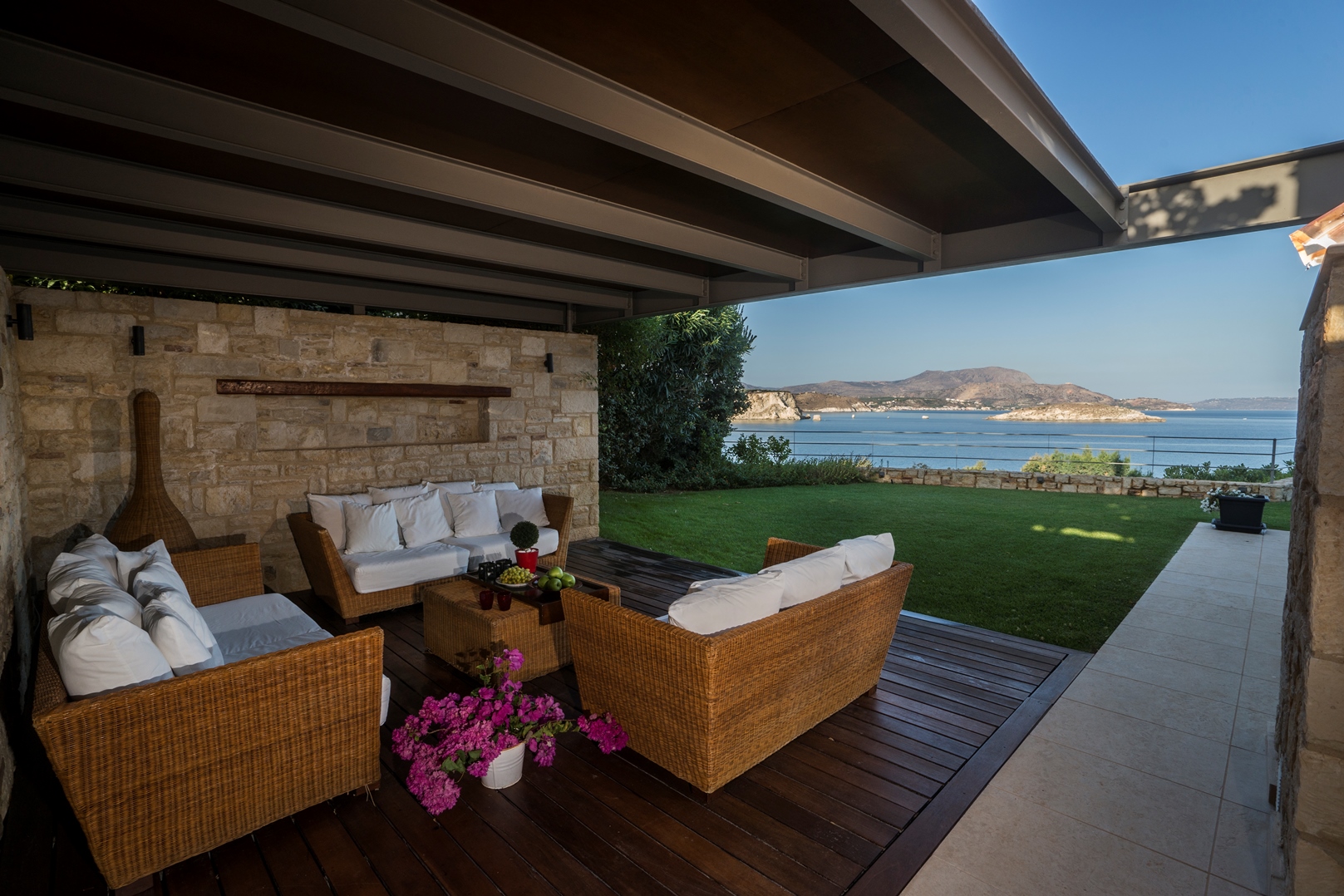The outdoor sitting area at Almyra Residence