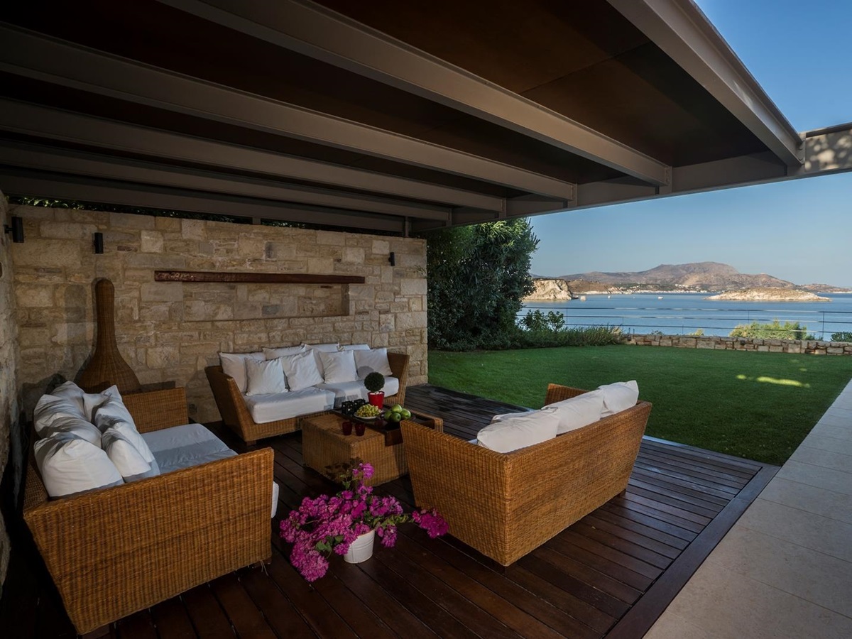 The outdoor sitting area at Almyra Residence