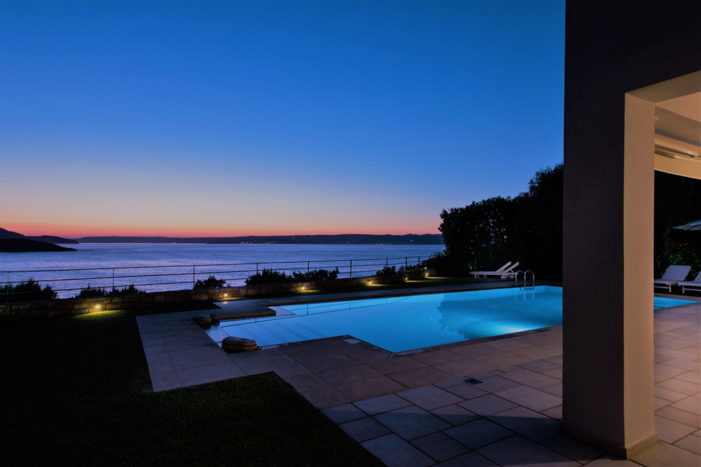 Pool at Sunset at Villa Ammos