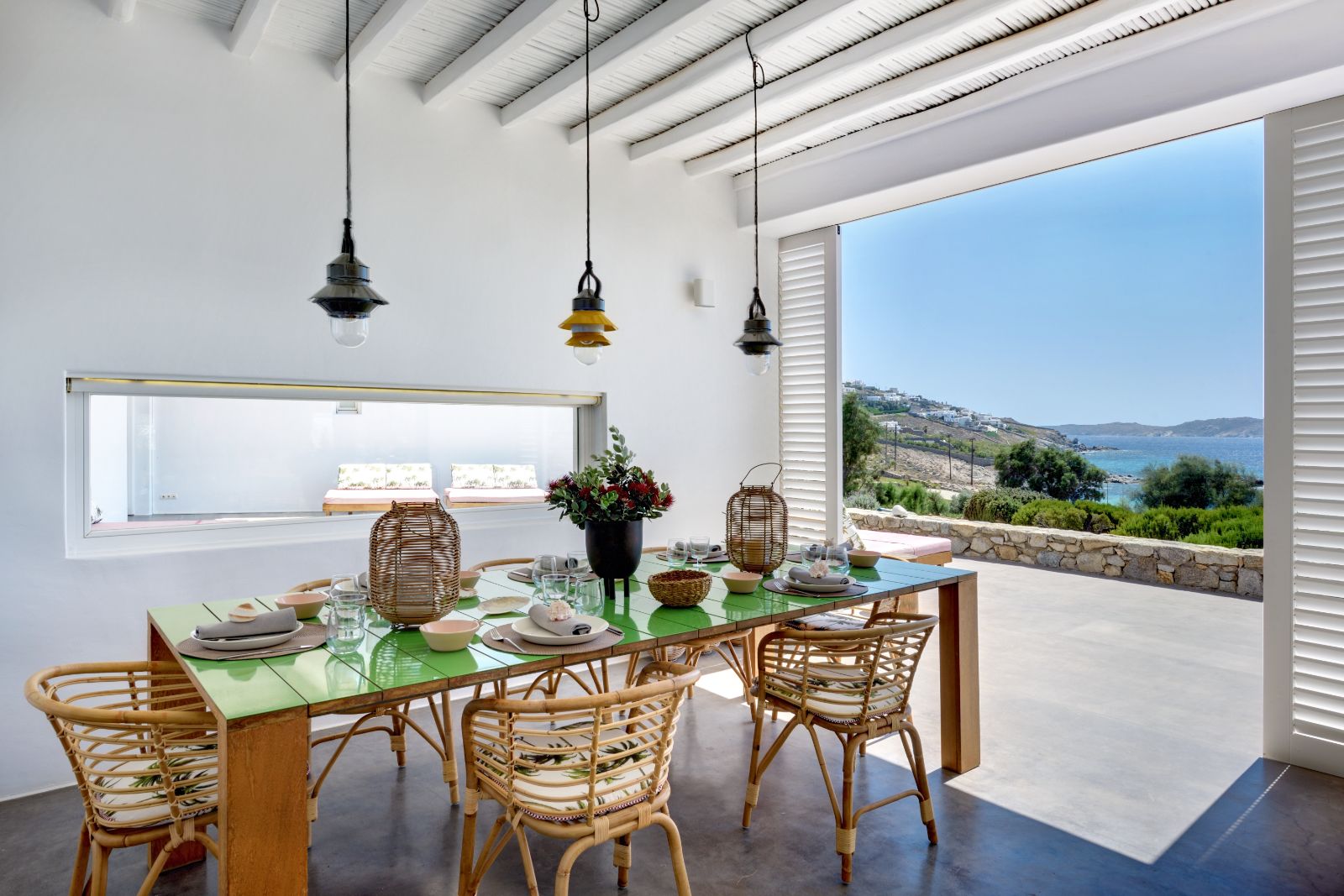 outdoor dining table with seaview