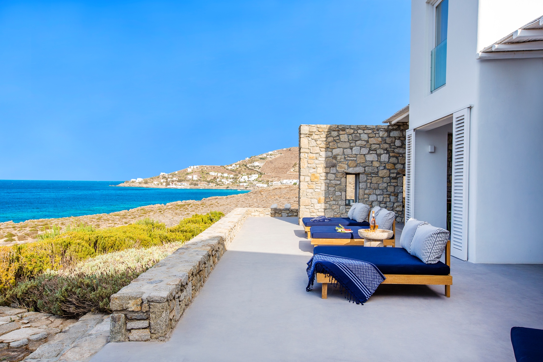 Terrace with a sea view from Apollonia, Mykonos, Greece