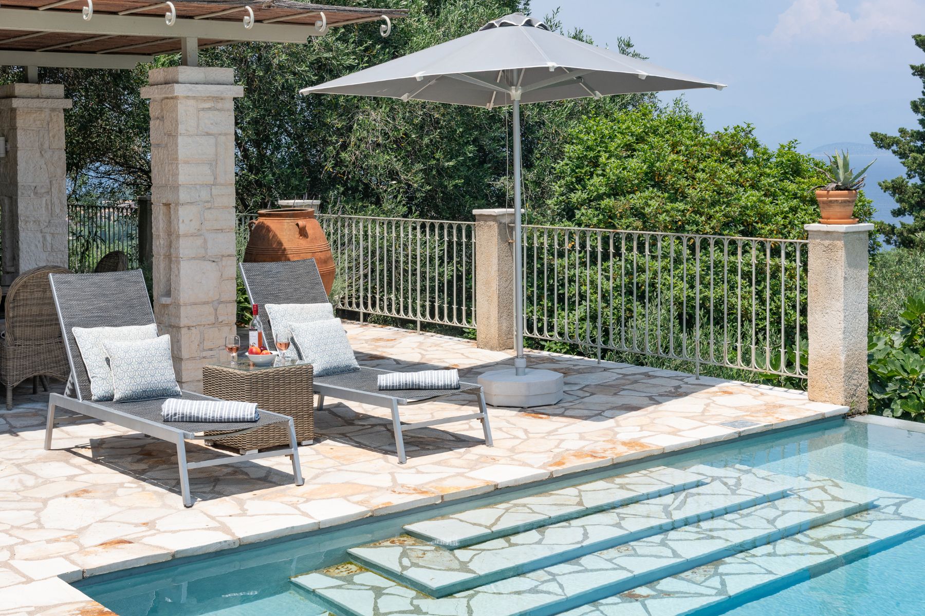 Pool and loungers at Eremitis, Corfu
