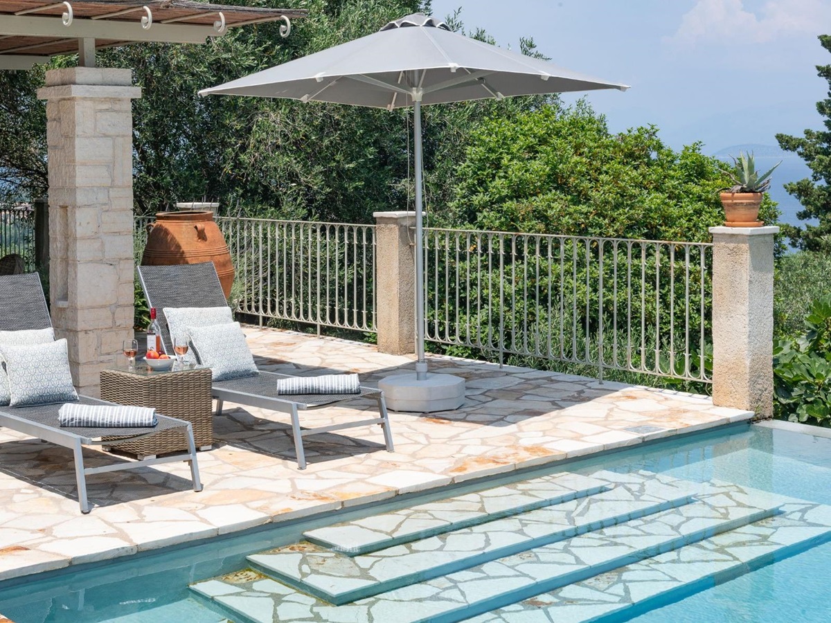 Pool and loungers at Eremitis, Corfu