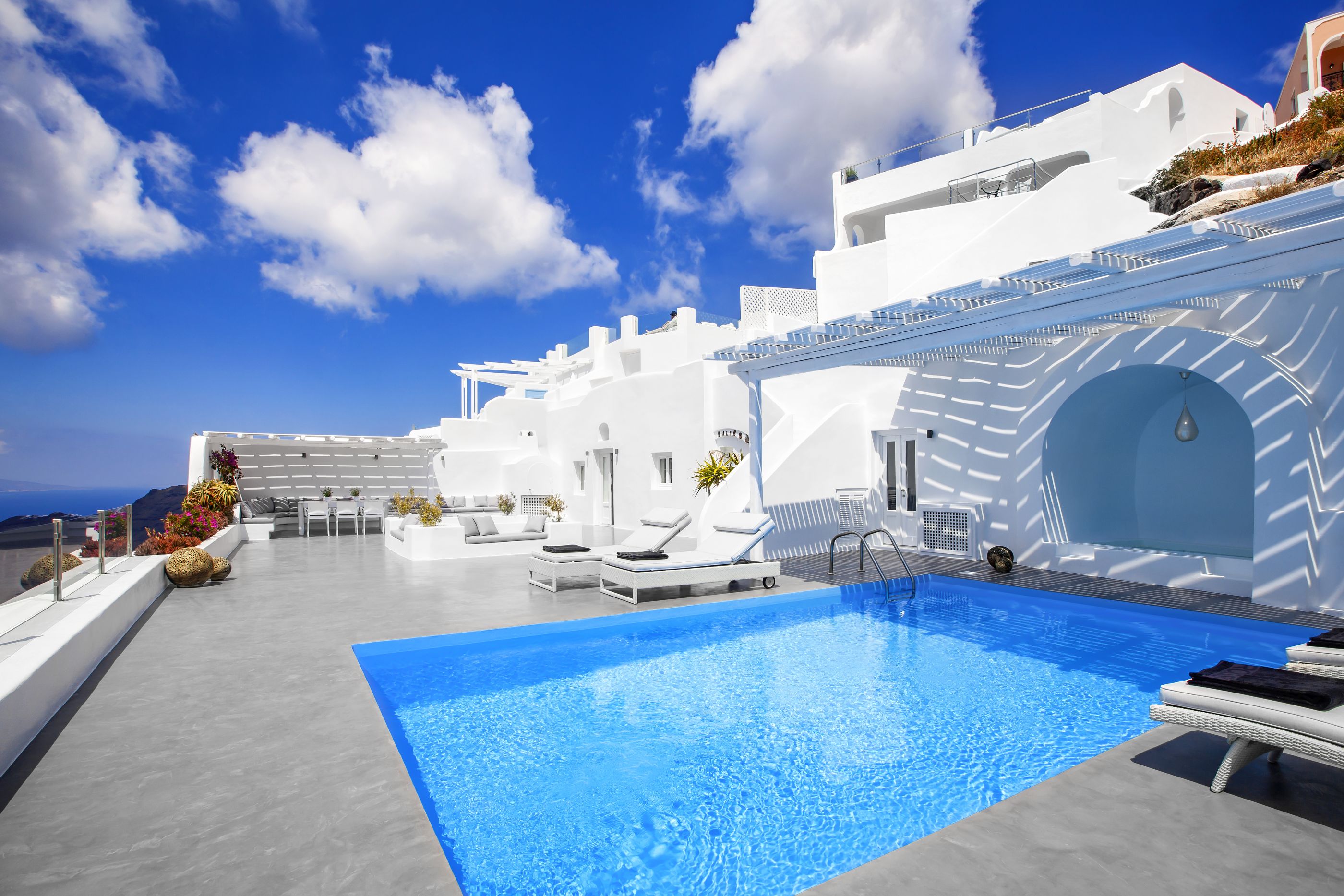 Exteriors and swimming pool of Erossea, Greece