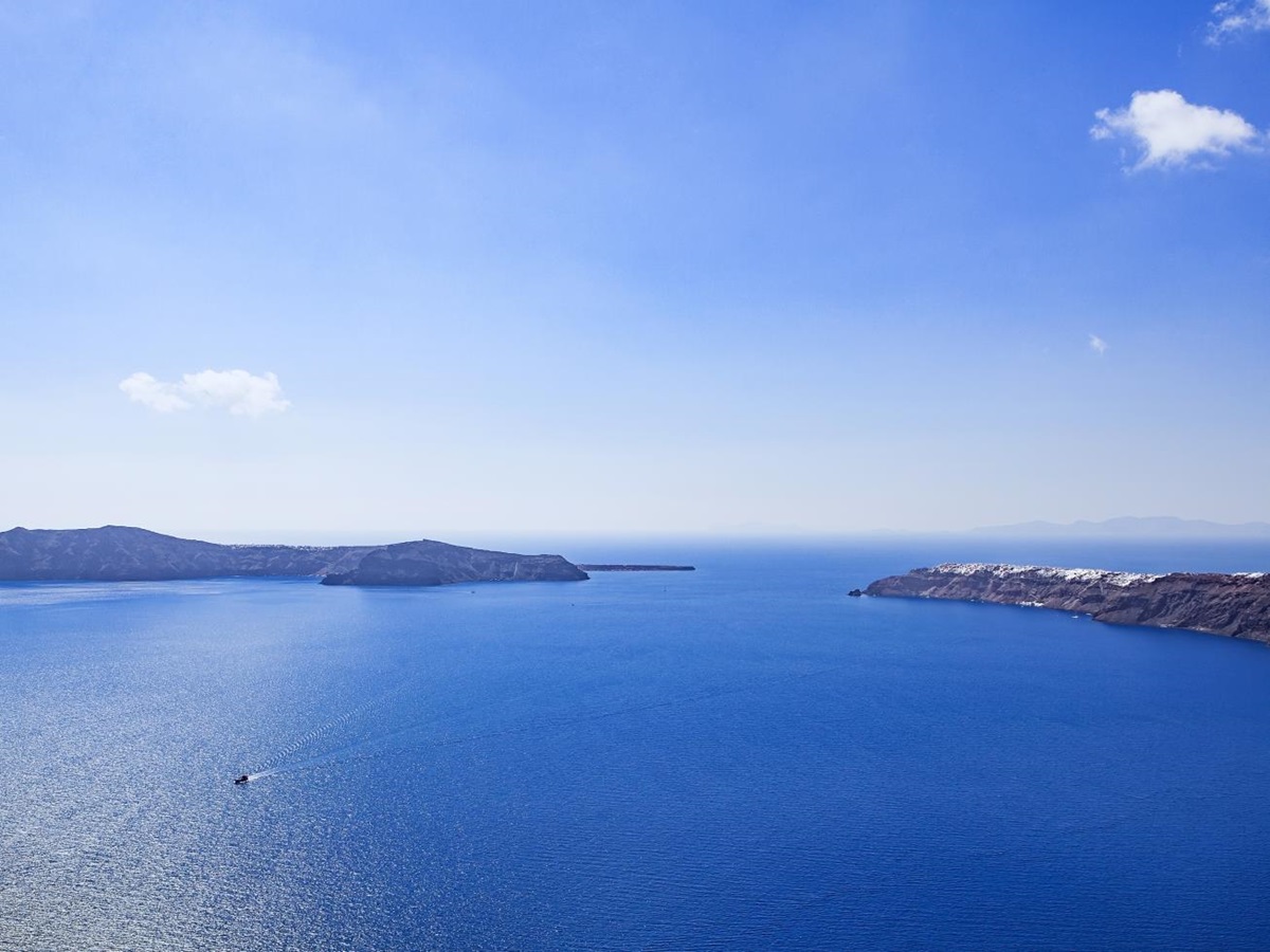 Sea view from Erossea on Santorini, Greece