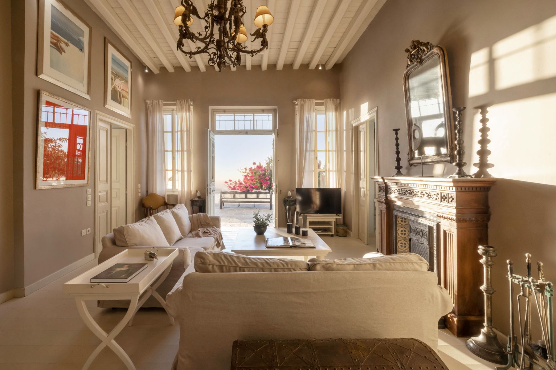 Living room at Exambella, Sifnos
