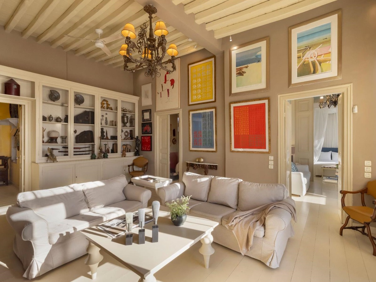 Living room at Exambella, Sifnos