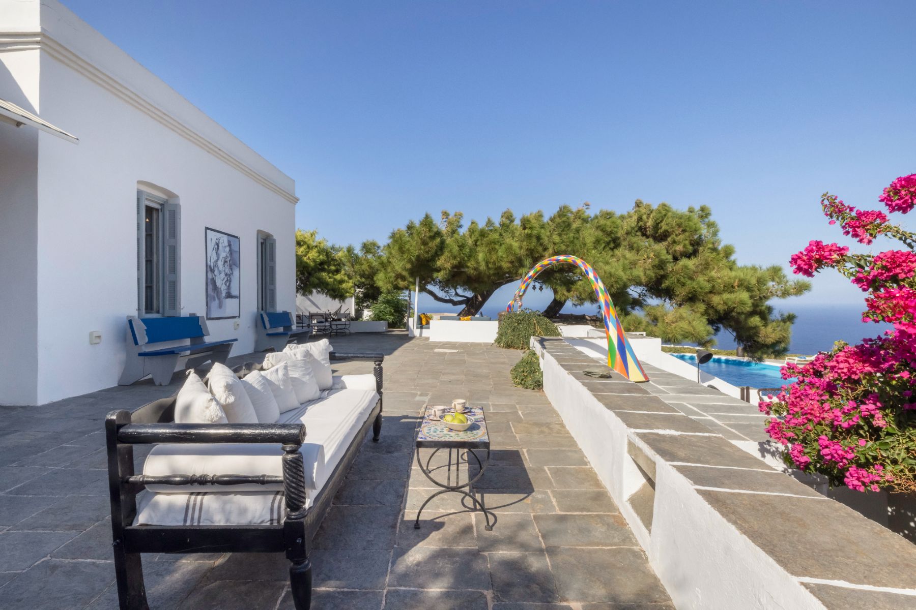 Outdoor seating at Exambella, Sifnos