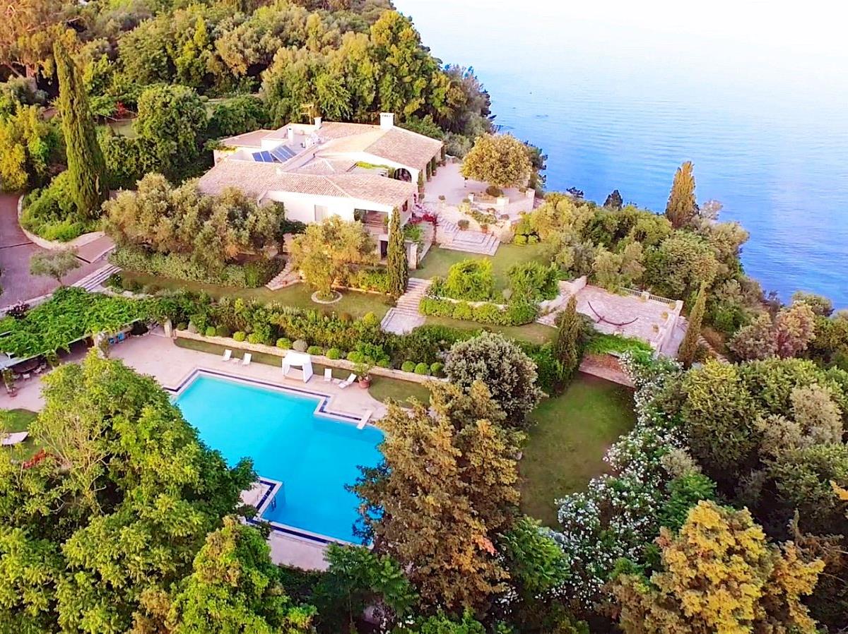 Arial view of Kanoni Estate, a luxury villa in Corfu