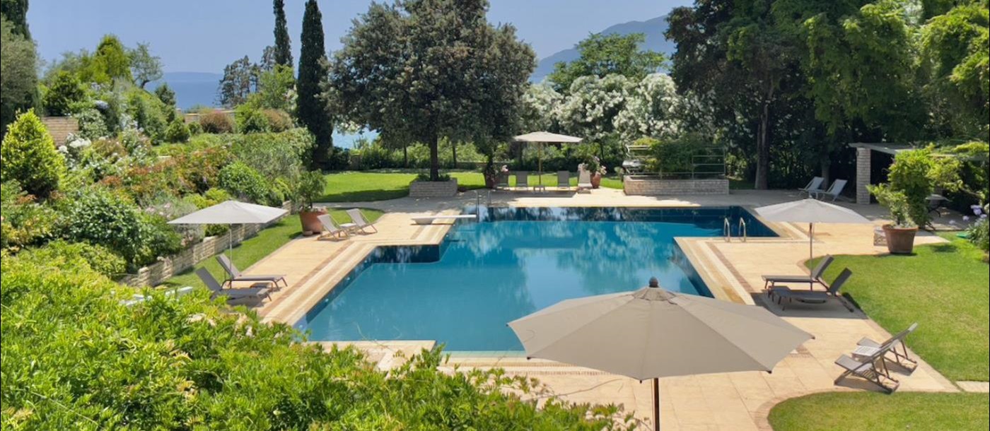 Pool and gardens at Kanoni Estate