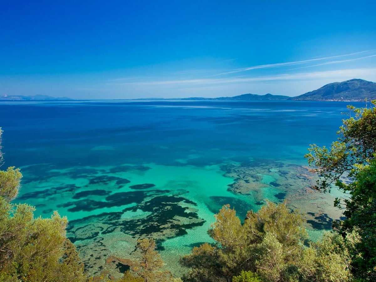 View over the blue sea at Kanoni Estate, a luxury villa in Corfu
