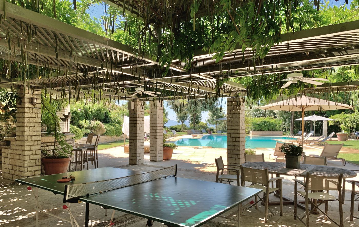 Table tennis and pool area at Kanoni Estate
