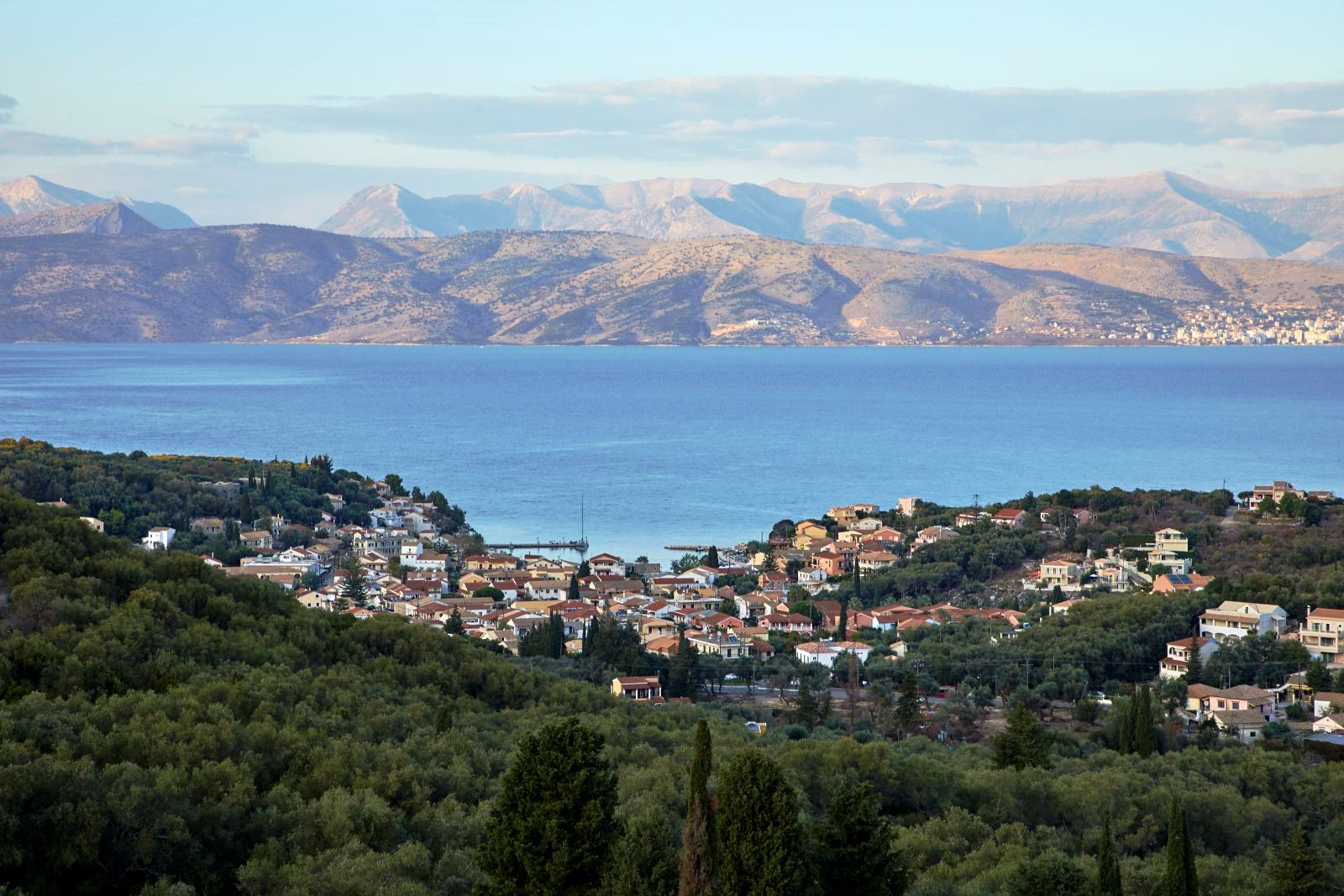 panoramic view over kogevina beach villa in corfu, greece