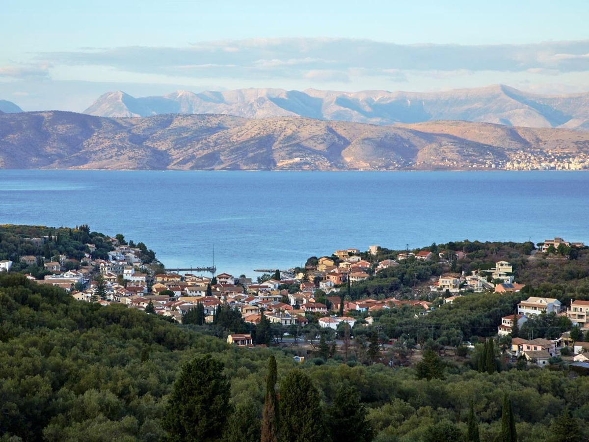 panoramic view over kogevina beach villa in corfu, greece