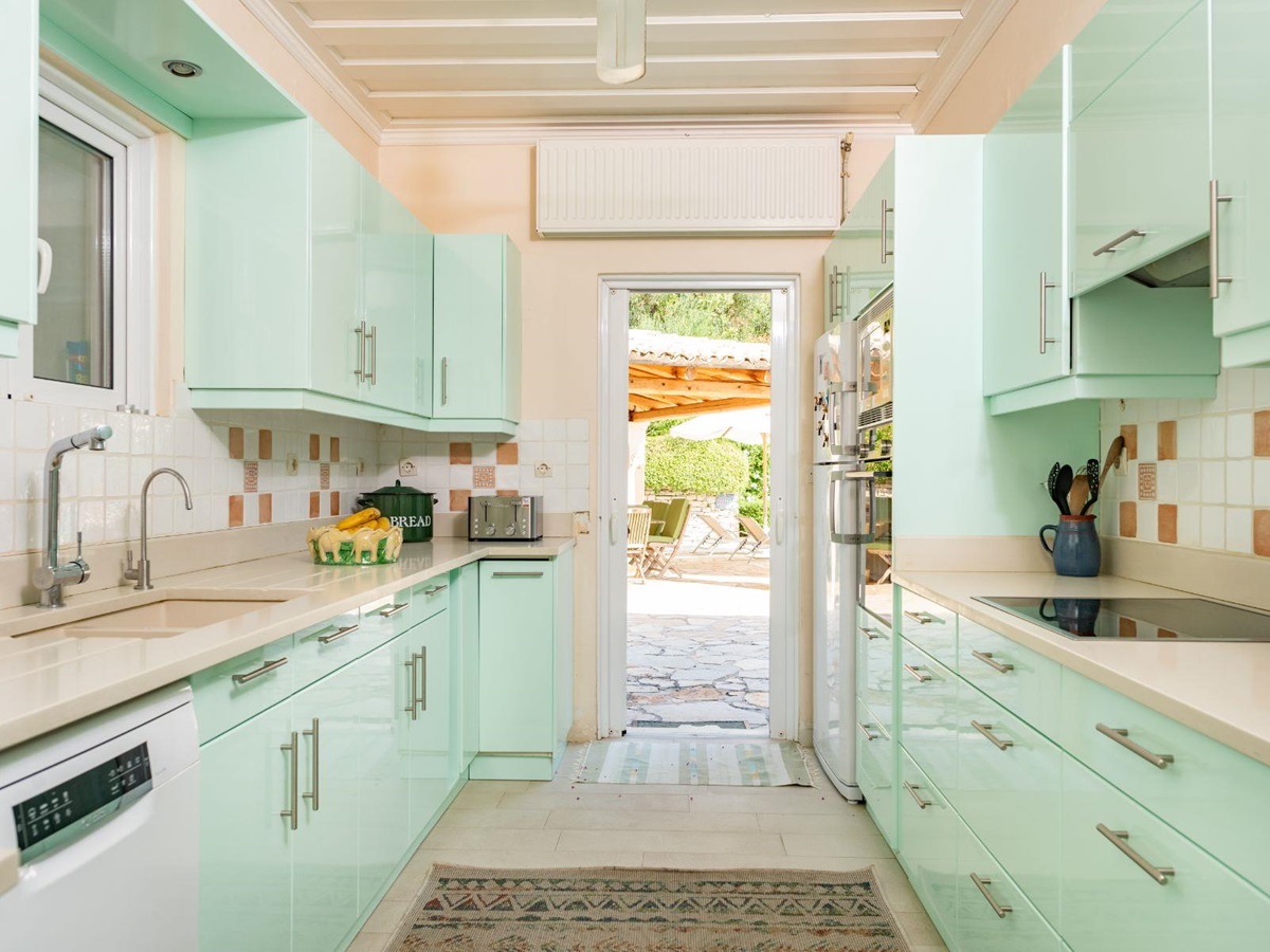 Kitchen at Kouloura Beach House in Corfu