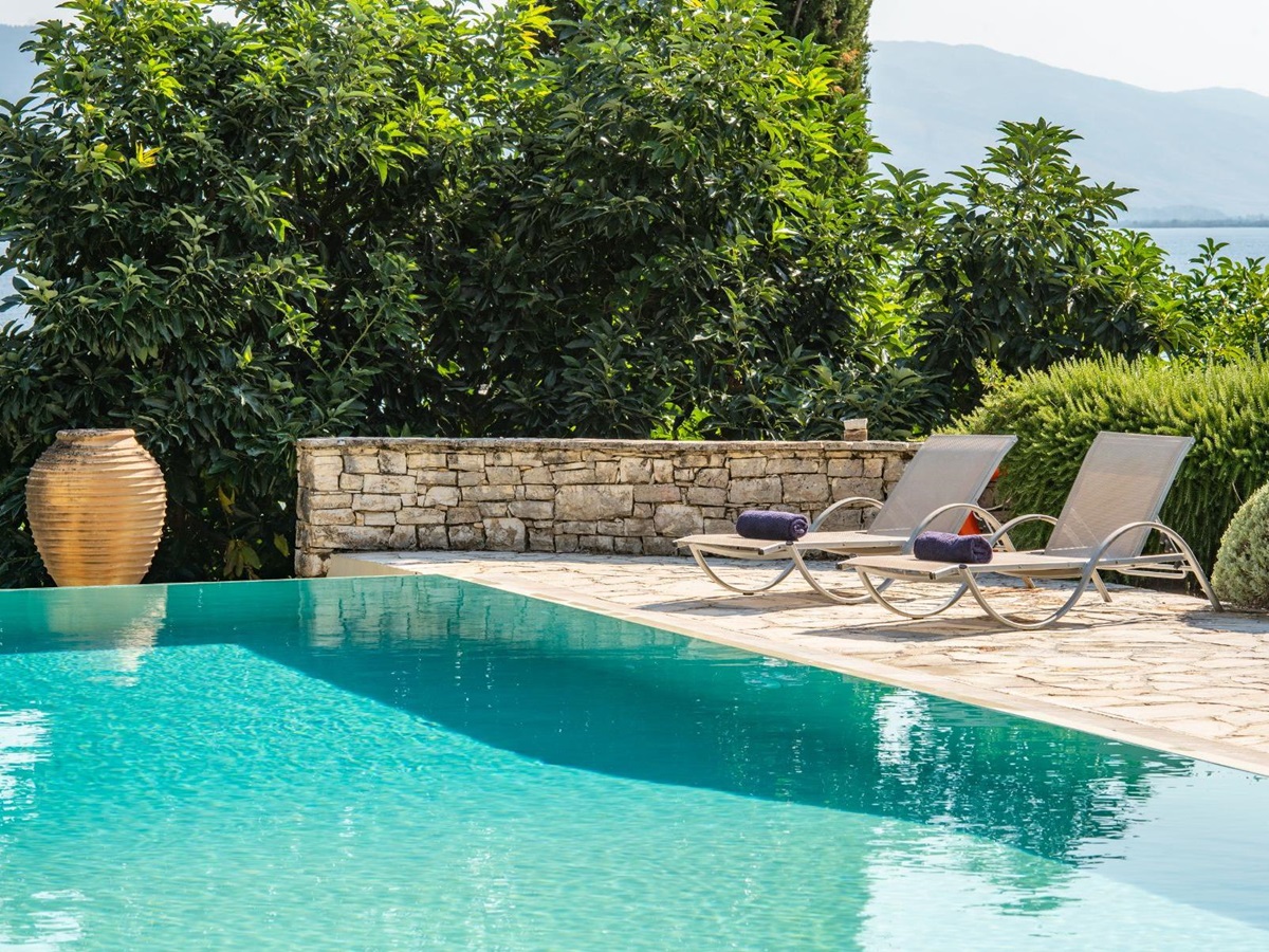 View from the pool at Kouloura Beach House in Corfu