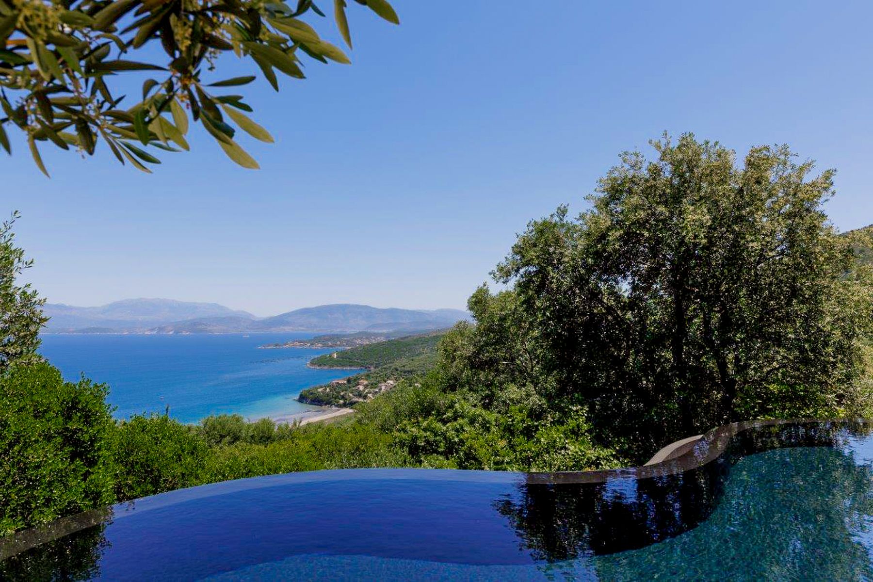 Pool with sea view at Thinali, Corfu