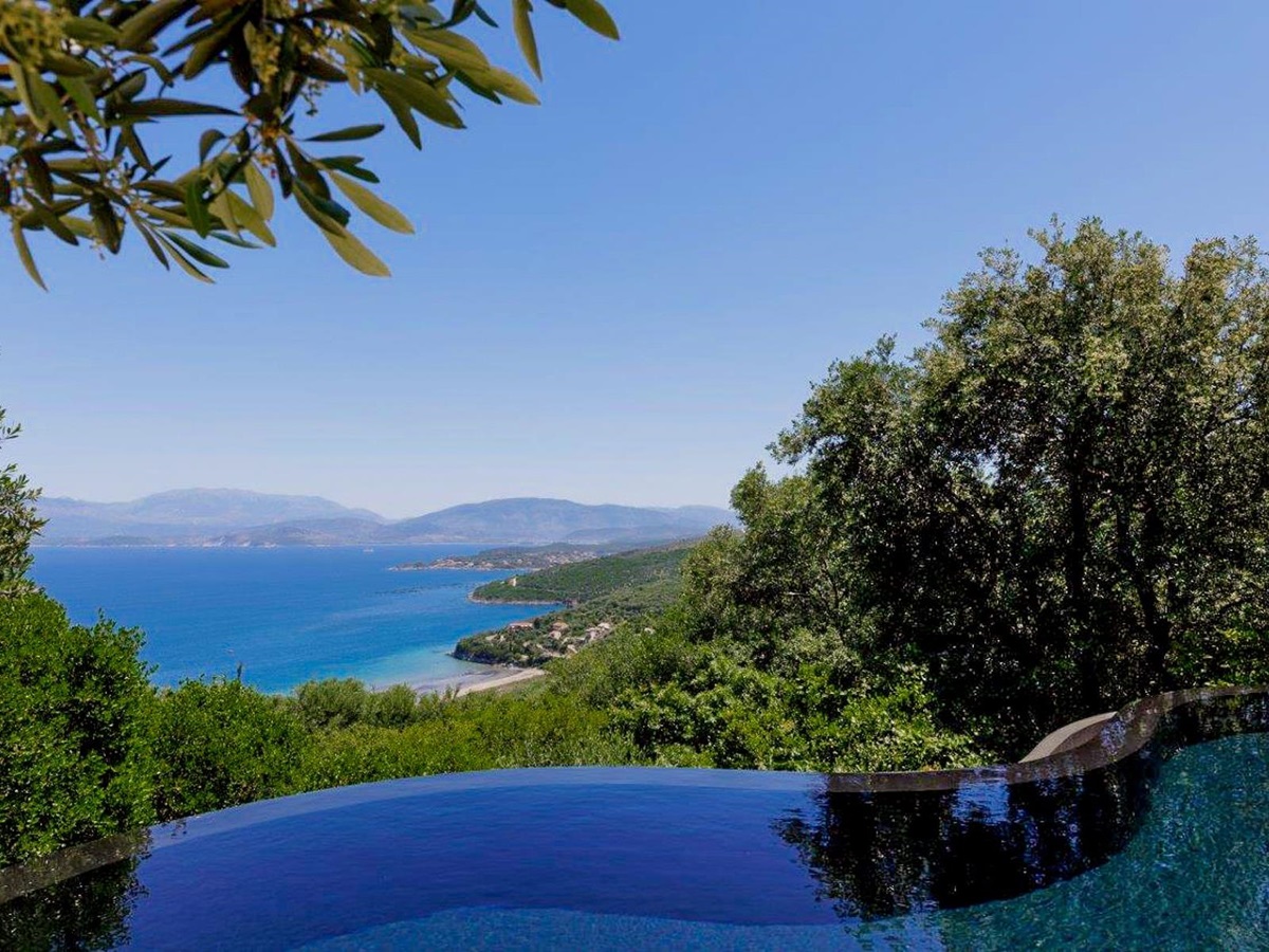 Pool with sea view at Thinali, Corfu