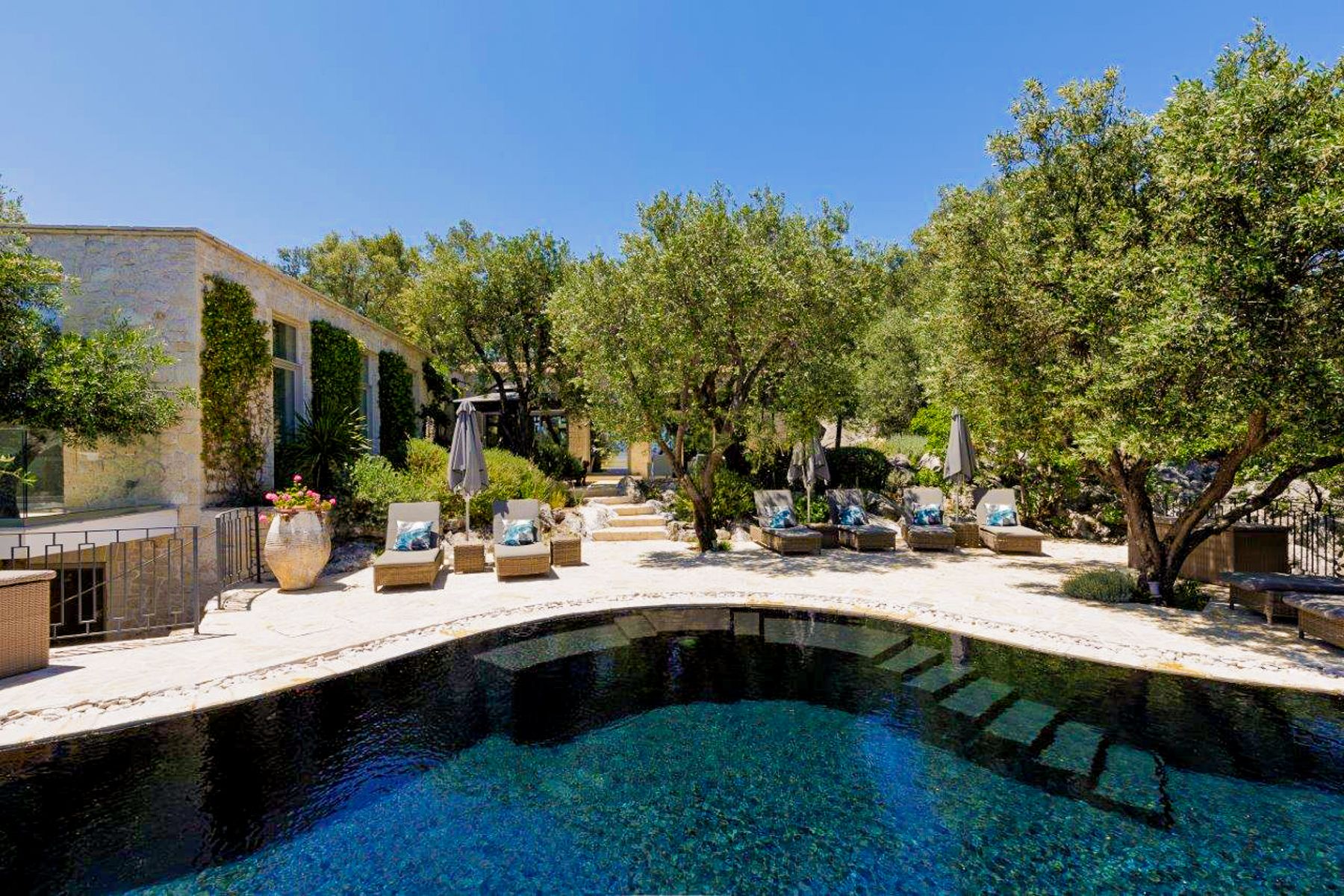 Pool with terrace at Thinali, Corfu