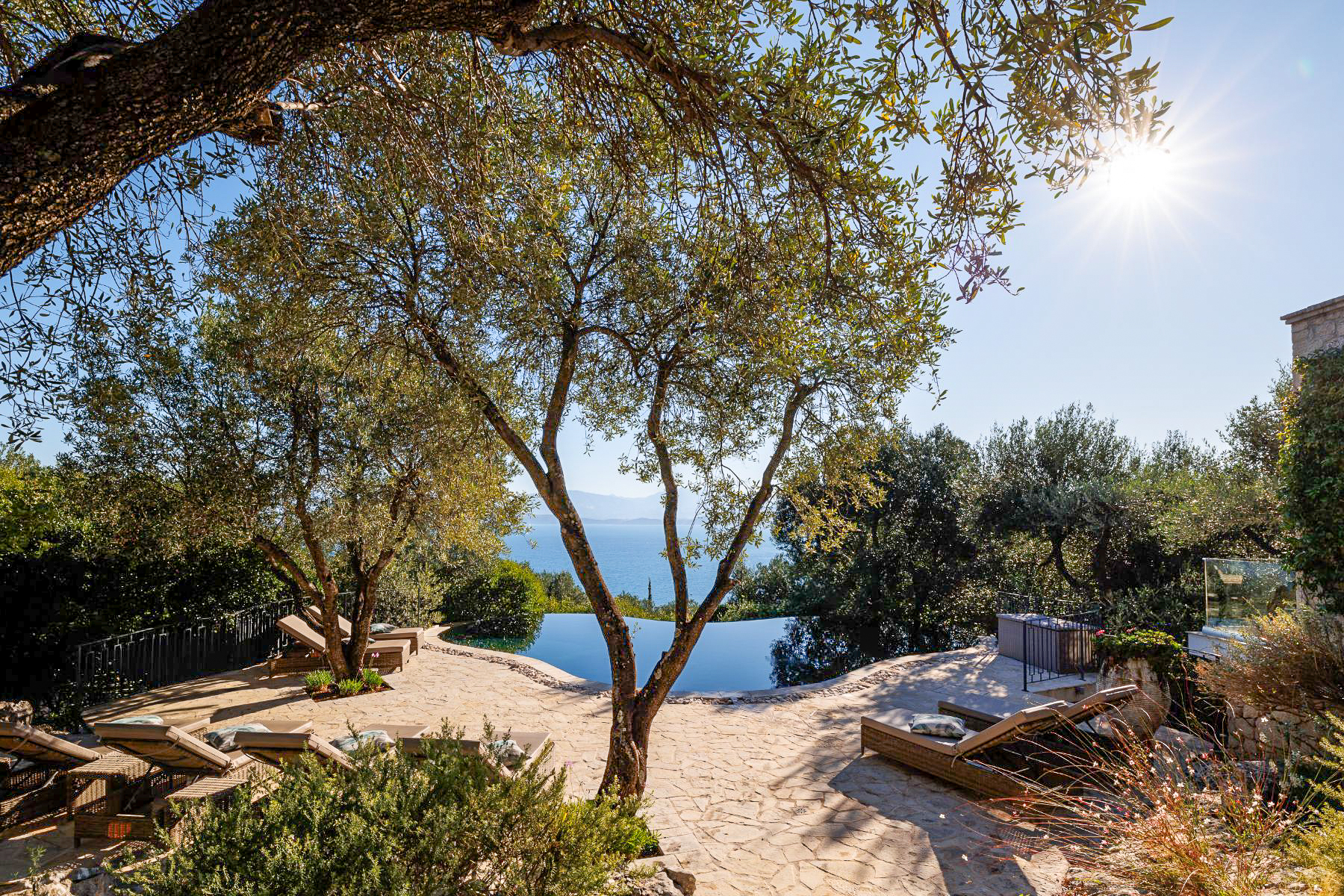 Pool and garden at Thinali, Corfu