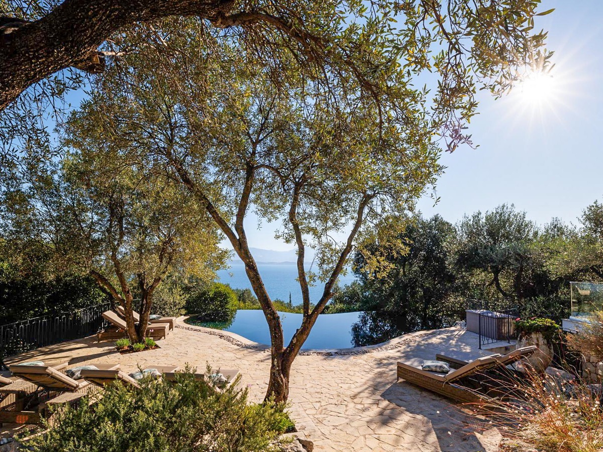 Pool and garden at Thinali, Corfu