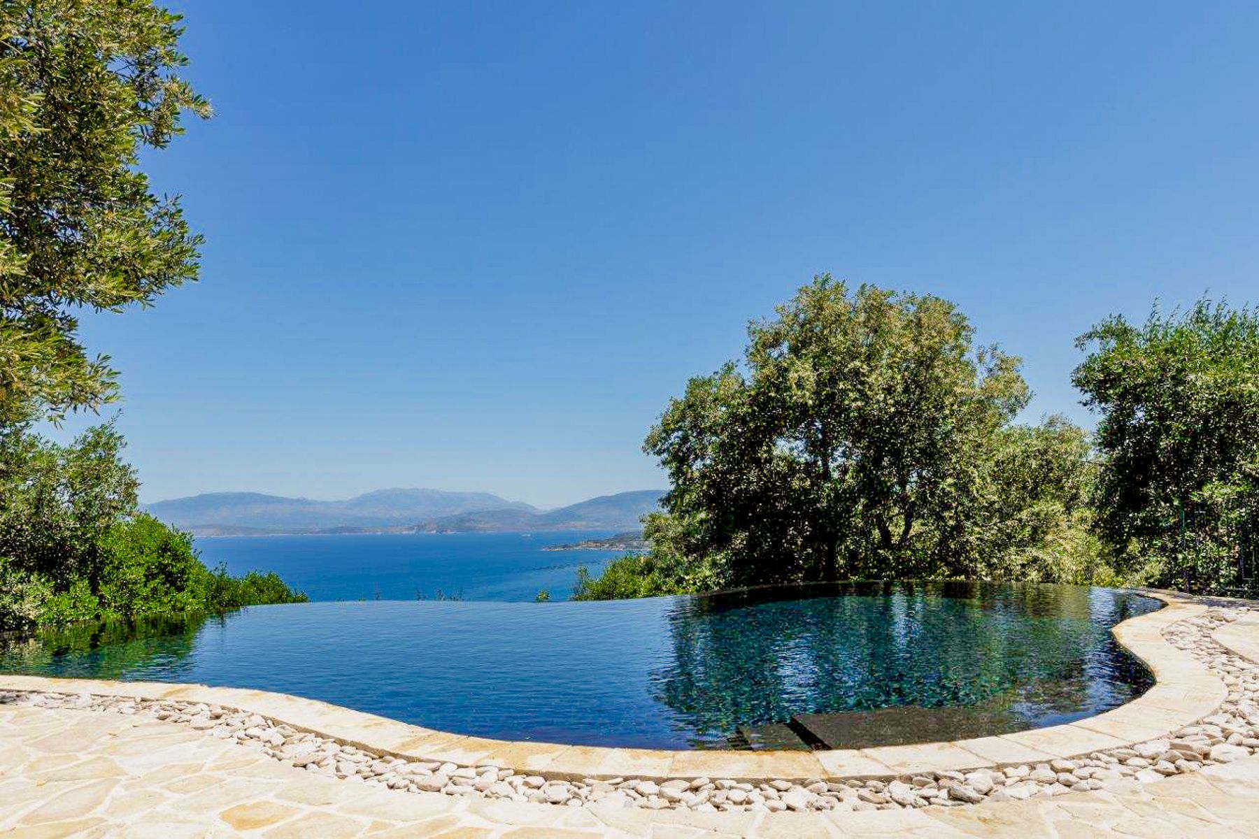 Pool with sea view at Thinali, Corfu