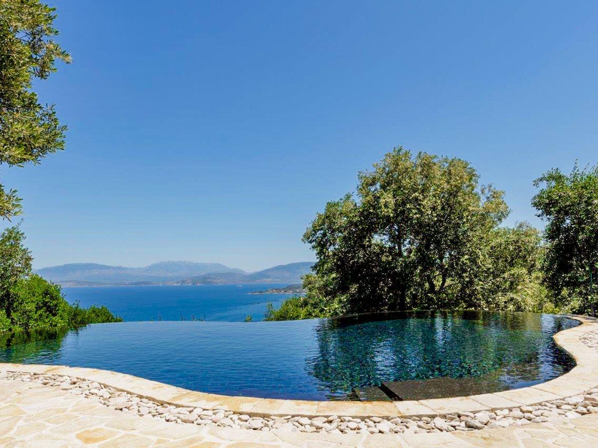 Pool with sea view at Thinali, Corfu