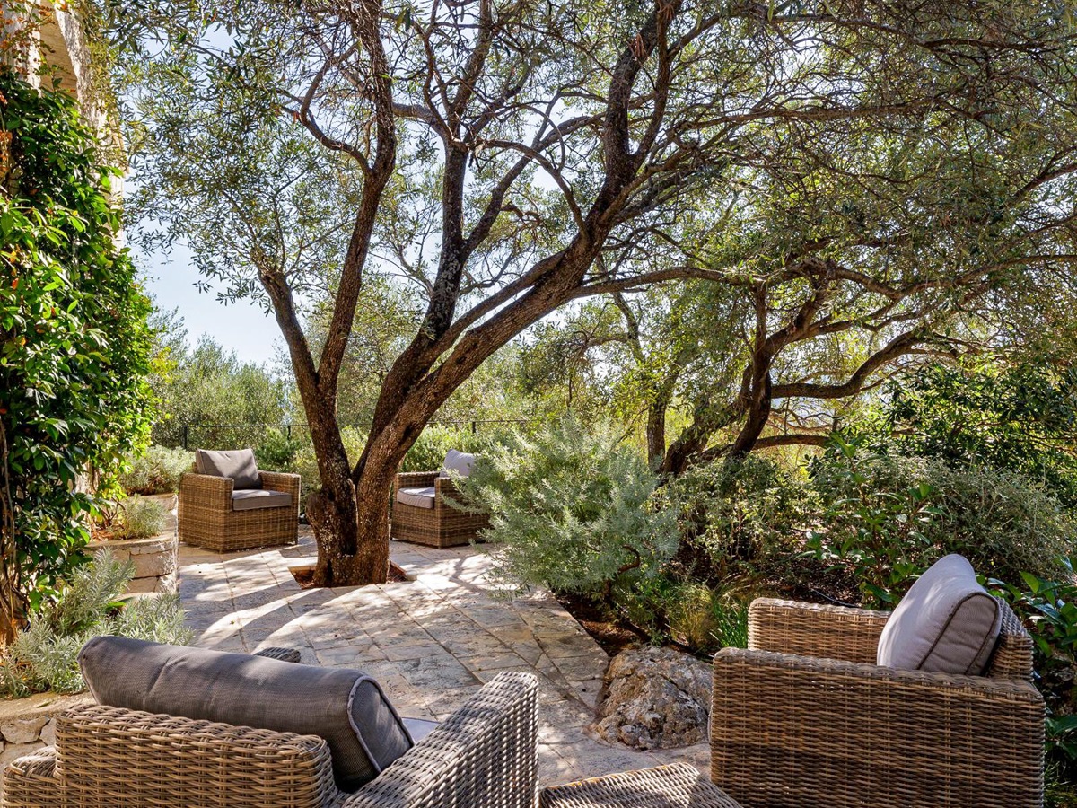 Terrace with seating at Thinali, Corfu