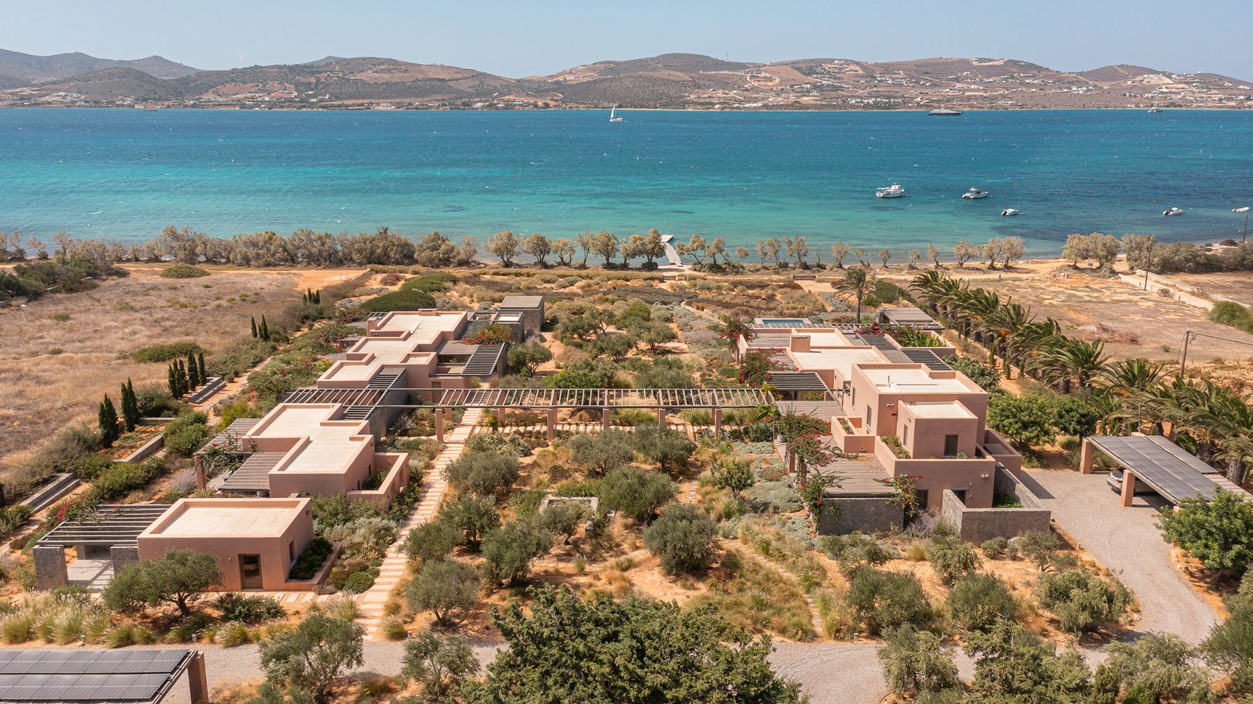 Aerial view of Villa Aliki and Villa Galini, Paros
