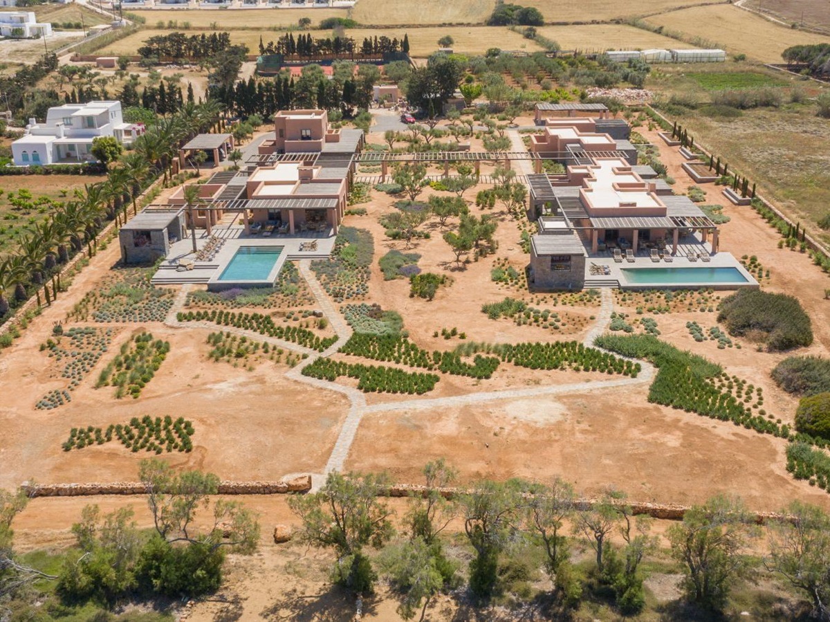 Aerial view of Villa Aliki and Villa Galini, Paros