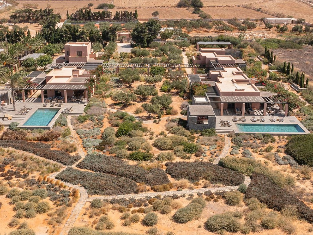 Aerial view of Villa Galini and Villa Aliki, Paros