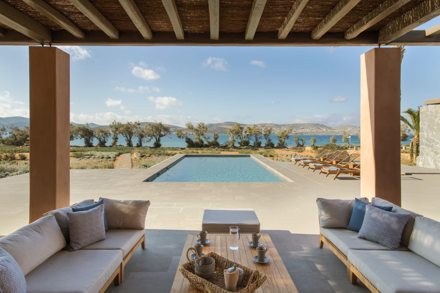 Pool and terrace at Villa Aliki, Paros