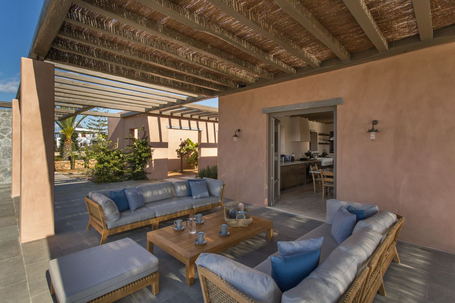 Terrace with seating at Villa Aliki, Paros