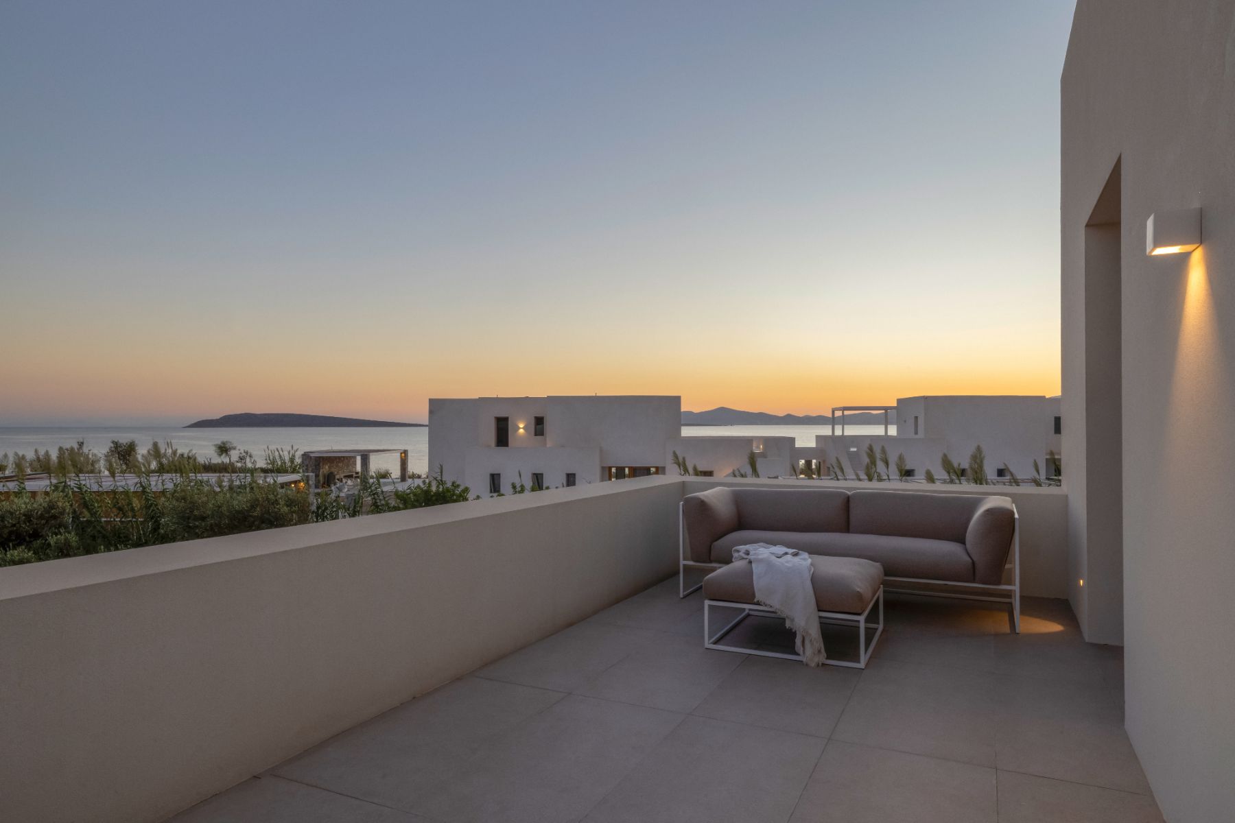 Balcony with seating at Villa Althea, Paros