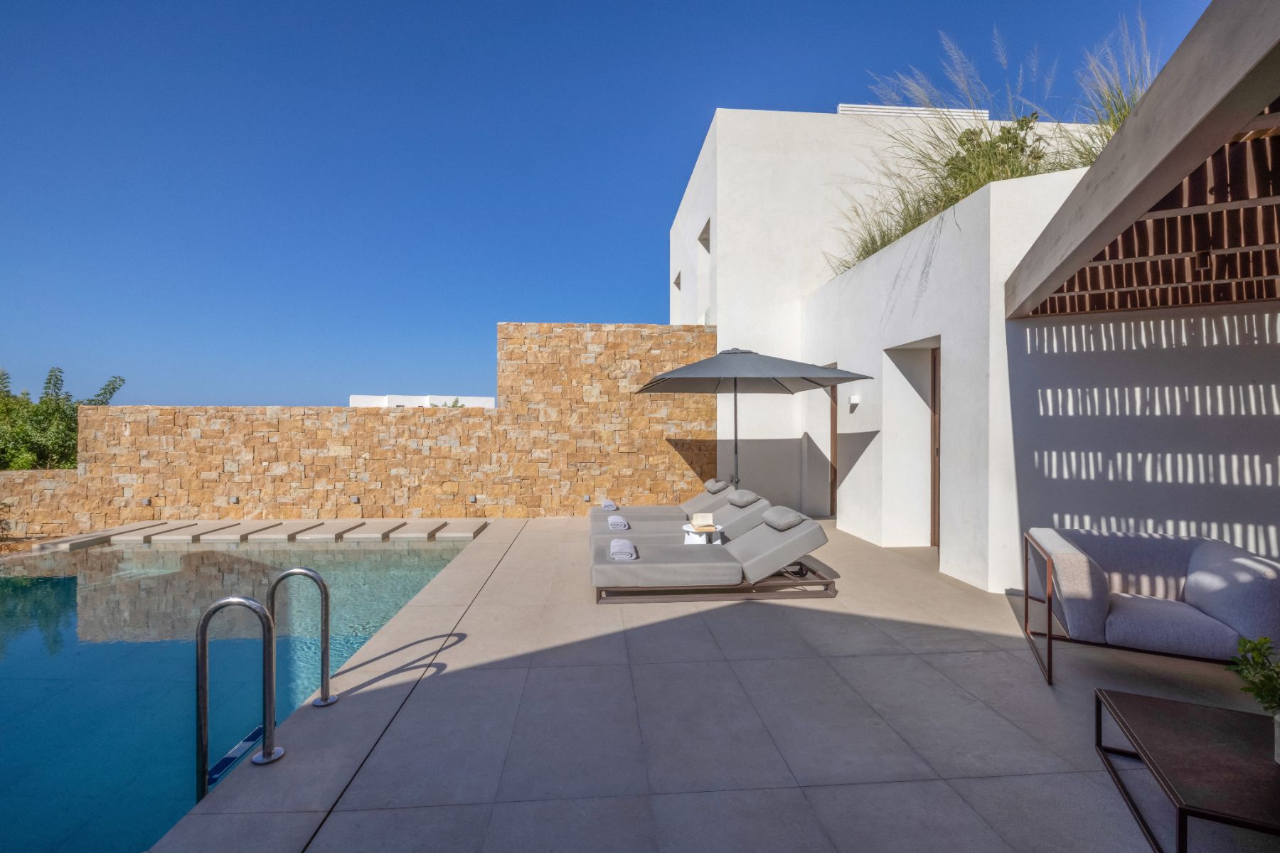 Pool terrace at Villa Amara, Paros