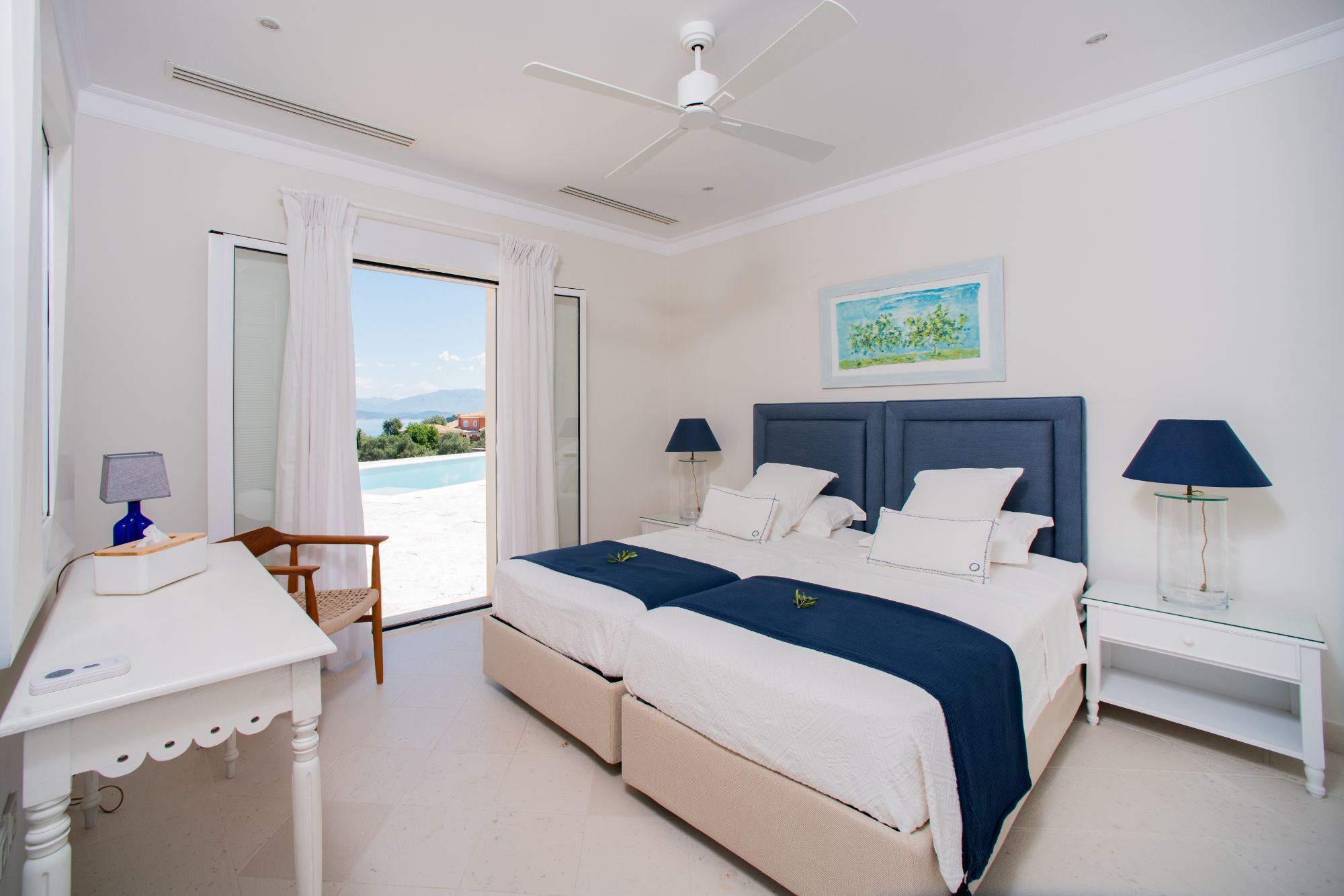 Twin bedroom at Villa Anthi