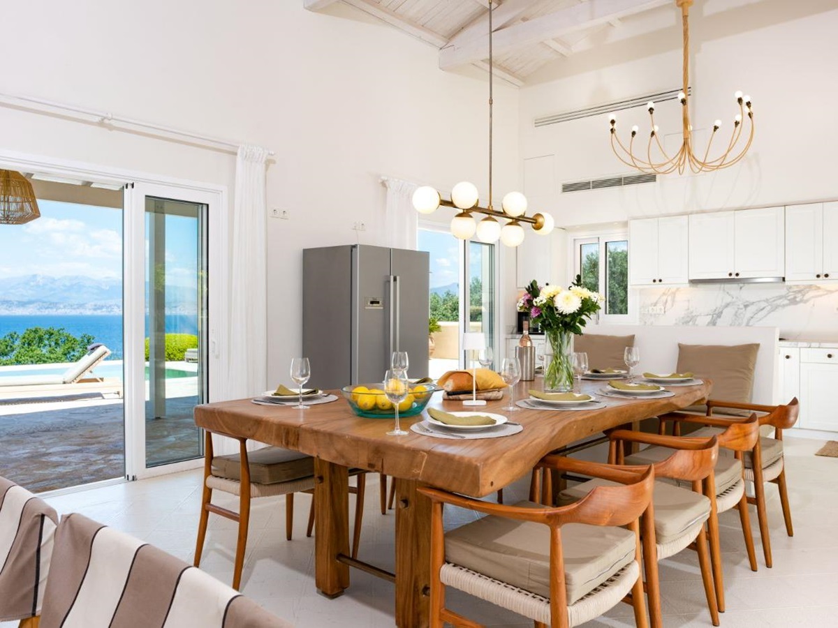 The dining space at Villa Anthi.