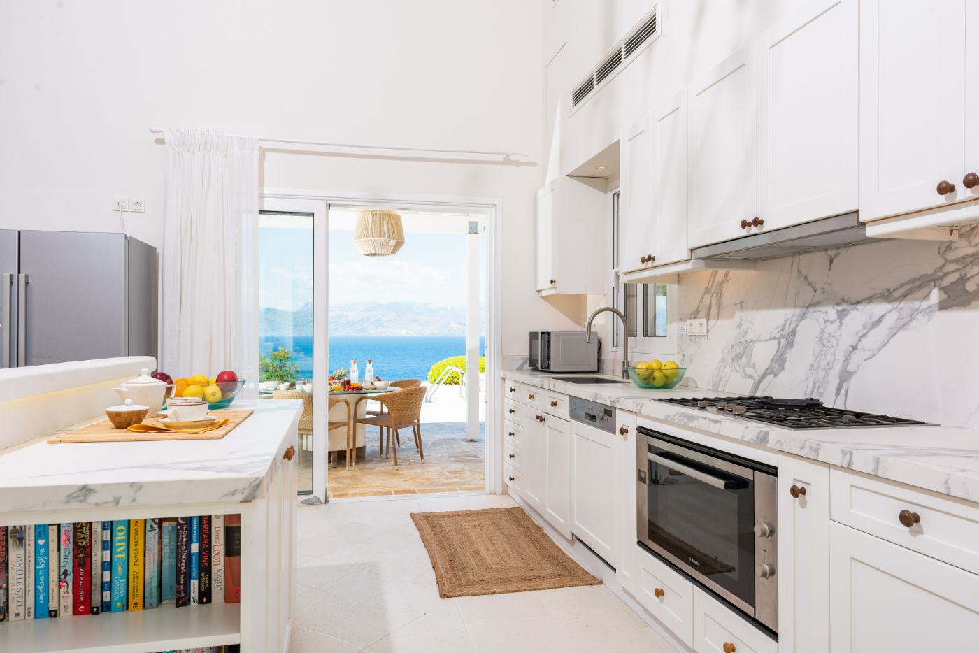 The kitchen space at Villa Anthi.