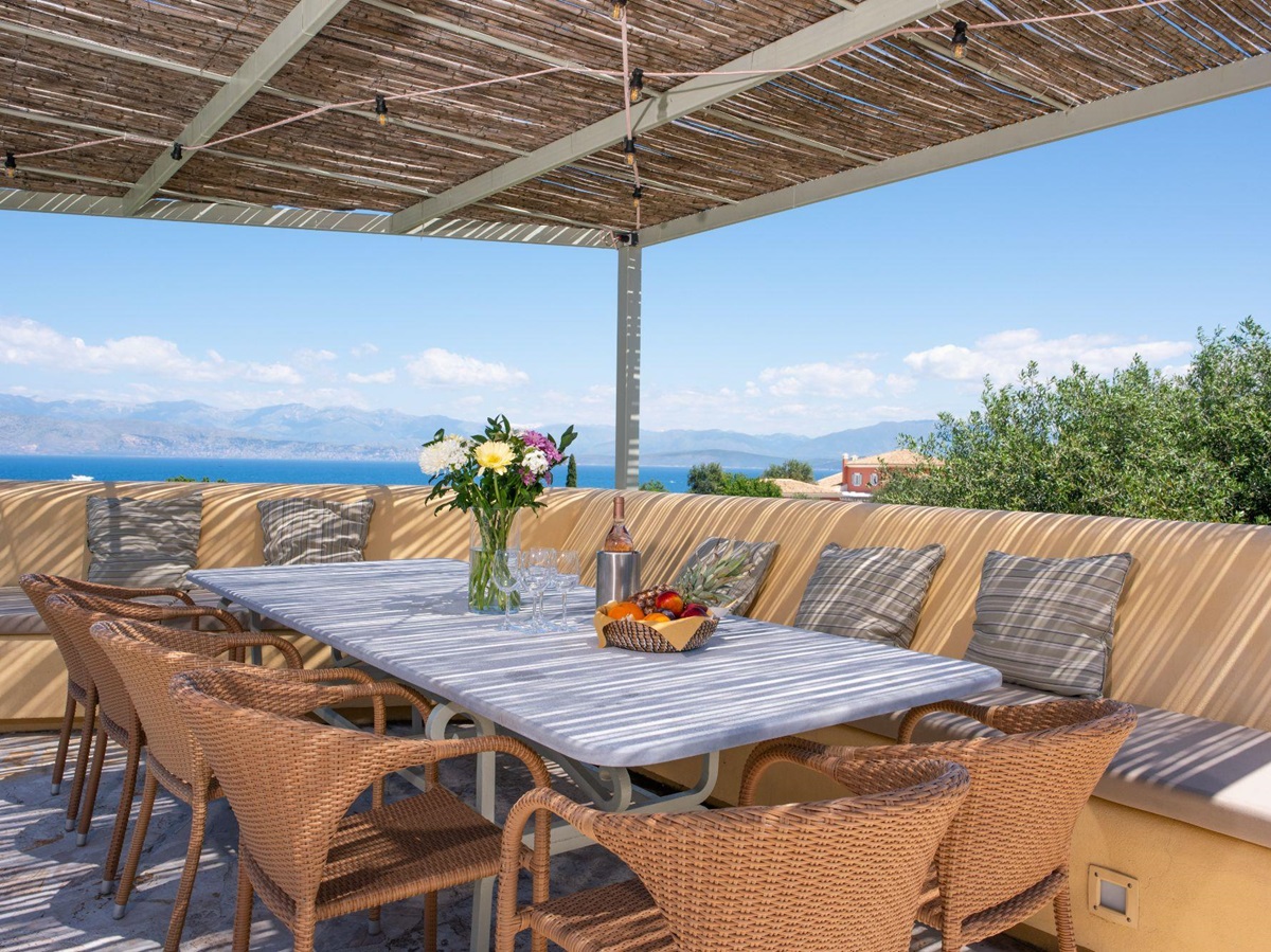 Terrace with seating at Villa Anthi