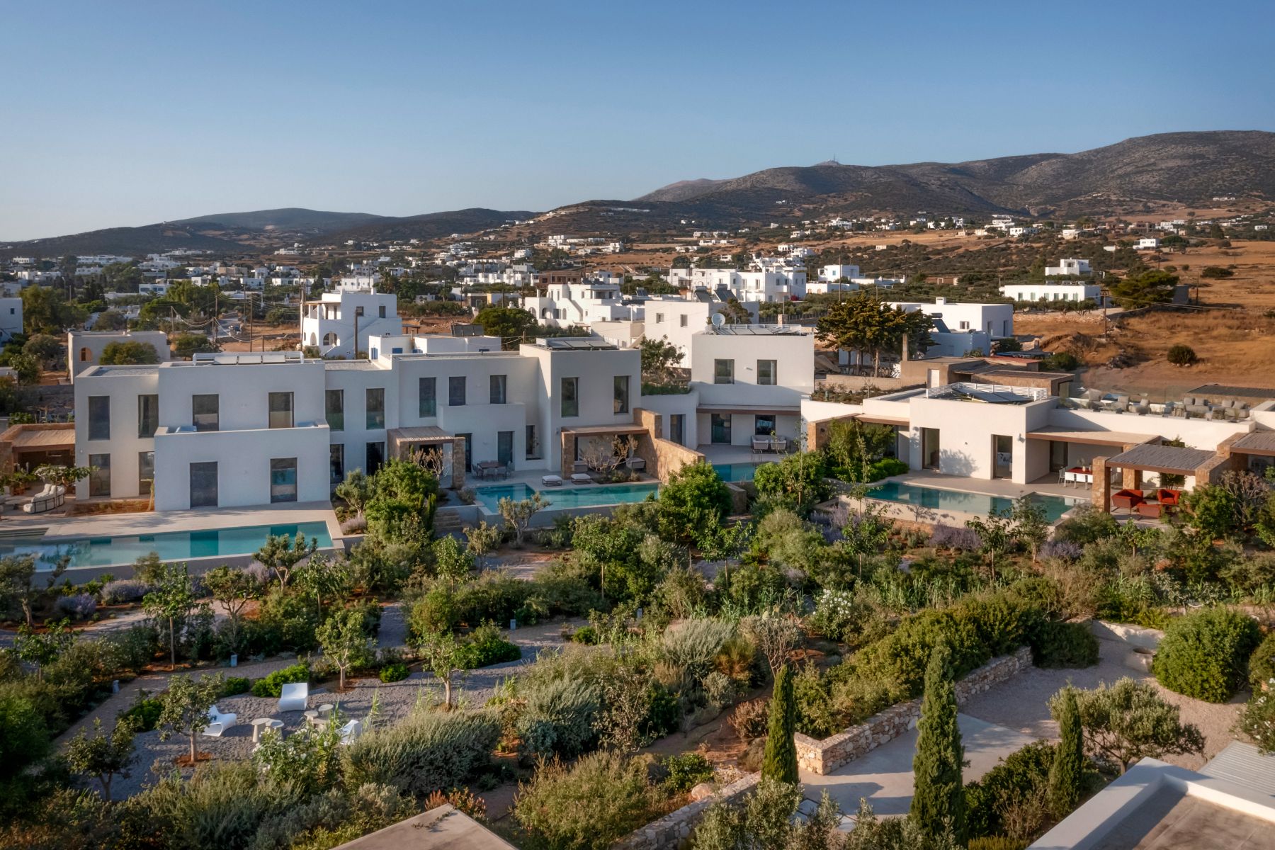 View of Villa Althea, Astra, Amara and Aria, Paros